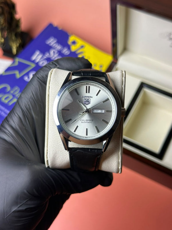 Denvour Classic Automatic Watch – Silver & Black