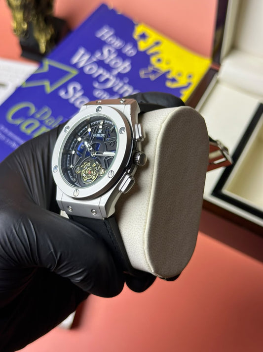 Denvour Apex Skeleton Automatic Watch – Silver Black